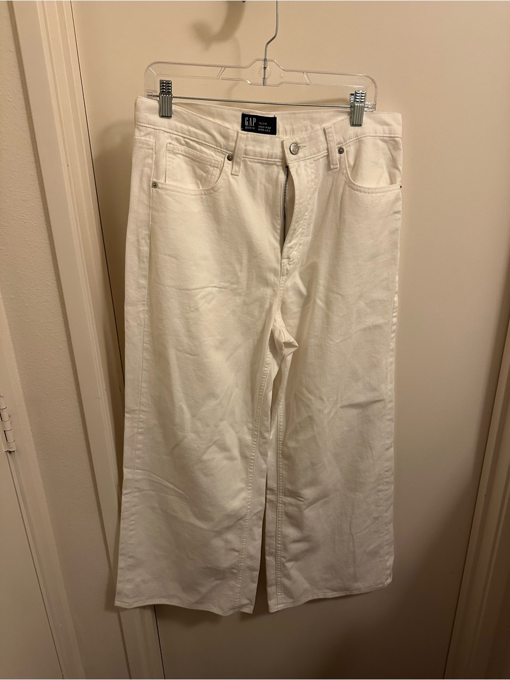 GAP High Rise Wide Leg White Jeans